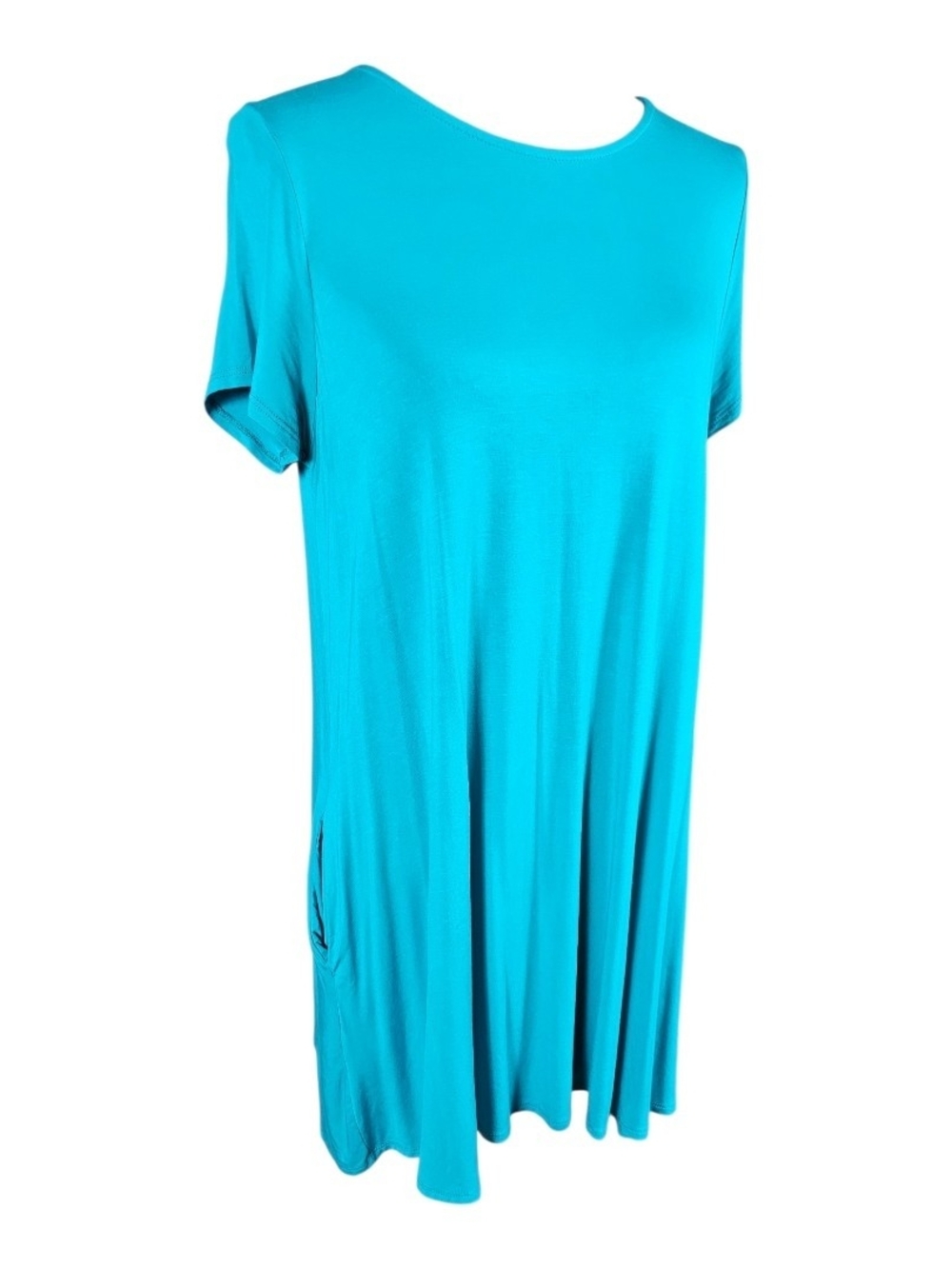 Agnes & Dora Short Sleeve Swing Tunic Dress in Teal Blue with pockets size Large - Picture 2 of 6